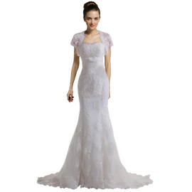 BuyChic luxury vintage capped sleeves mermaid lace Wedding dress