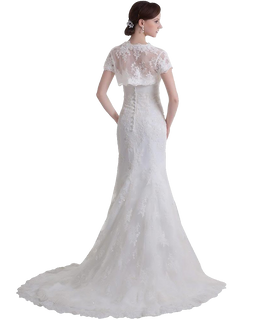 GEORGE BRIDE luxury vintage capped sleeves mermaid lace Wedding dress