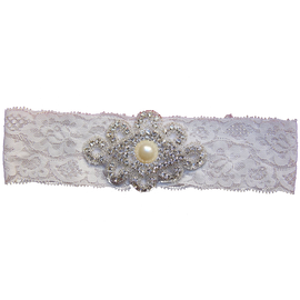 Rhinestone Pearl Vintage White Ivory Lace Wedding Garter Set Bridal Prom Gift